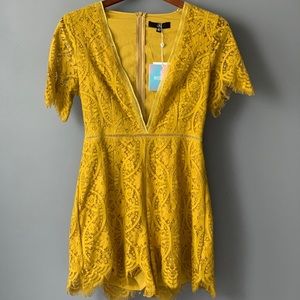 Missguided Plunge Lace Ladder Trim Romper/Playsuit